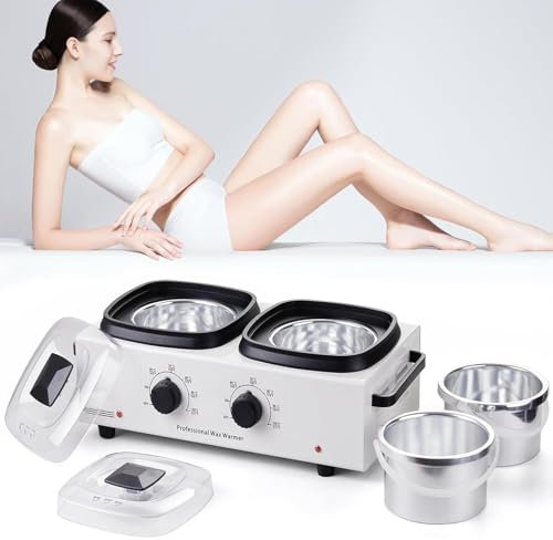 NGARY Calentador De Cera De Doble Olla, Calentador De Cera Eléctrico Profesional De 800 Ml con Temperatura Ajustable De 60 °C a 100 °C, Se Calienta Rápidamente para Depilación En Salón