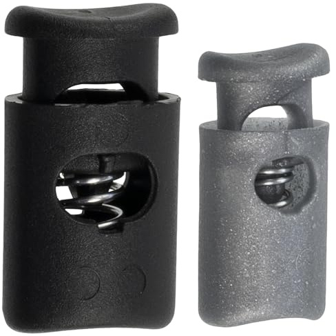 AERZETIX - Juego de 12 Cierres de Cordón de 1 agujero de 14 mm y 10 mm - Tope de Cordón Plástico - Color negro y plata - Para Zapatillas, Bolsas de Deporte, Chaquetas - Proyecto Creativo