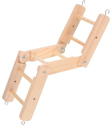 HAPINARY Escalera Plegable para Aves De Jaula Accesorio Multifuncional De Madera Natural para Periquitos y Herramienta De Ejercicio y Masticación para Mascotas Pequeñas