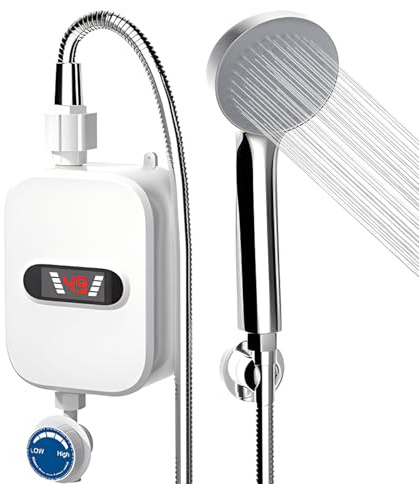 Scaldabagno senza serbatoio - Unità con display digitale, mini riscaldamento compatto | Scaldabagno elettrico da 110 V 3,5 kW per riscaldamento istantaneo, unità doccia a parete salvaspazio per un