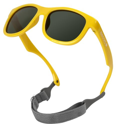 HECCEI Baby Sunglasses Polarized UV400 Protection, Scout Toddler Sunglass with Strap Soft Flexible Frame for Infant Girls Boys 0-24 Months