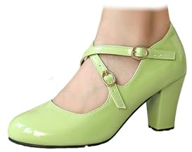 Scarpe da donna con cinturino incrociato, punta tonda, tacco alto, décolleté Mary Jane décolleté per Oktoberfest Dirndl Court Shoes per festival della birra celebrazioni abbigliamento in stile