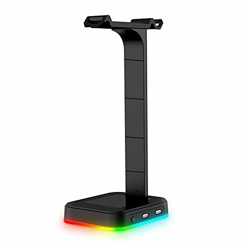 SEAFRONT RGB-hörlursställ för Spel med Laddningsport, Hållbar ABS-headsethållare, för Alla Hörlurar och Spelare, Svart