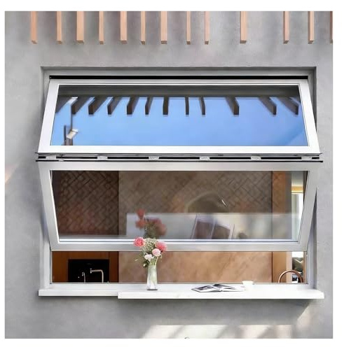 PEYNIR Fenster Window Kellerfenster Schiebefenster Ausgabefenster für Cafés mit Sicherheitsglas, vertikal faltbar Schiebefenster für Imbisswagen Imbissanhänger, weiß Aluminium(W35xH24in/89x61cm)