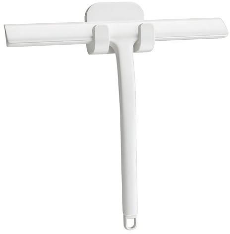Maykafay Rasqueta Limpiacristales Ducha, Limpiacristales para Ducha, Silicona Limpia Cristales con Gancho, para Ducha, baño, Azulejos, Espejos, Ventanas, 21 cm, Blanco