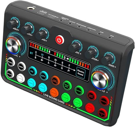 Gissroys Plugs Play USB-ljudkort, dynamisk mikrofon, tydlig röstinspelning för spel, podcasting, röstchattar och musikproduktion, ljudkort i studiokvalitet