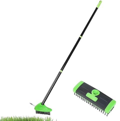 Herramienta para quitar césped - Herramienta para quitar césped | Extractor de malas hierbas de jardín, extractor de raíces céspeed, cepillo de fregado con mango ajustable para jardín al aire libre,