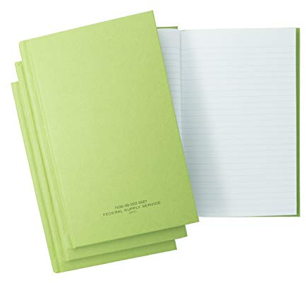 Tacticai 3-Pack Green Military Log Book, 5.25” x 8” - 192 Pages, Record Book for Record Keeping, Supply Chain, Inventory, Training, Maintenance & Field Operations, NSN 530-00-222-3521