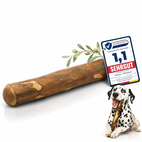 PetLove Kauholz für Hunde aus Olivenholz • Holzknochen als Hundespielzeug & Zahnpflege • Natürlicher Kauknochen für große Hunde (> 20kg) • Größe: L (261-450 g) • Kauspielzeug für Welpen & Erwachsene