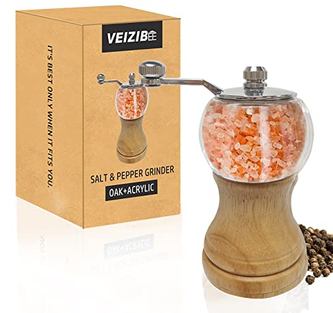 Reiwosee Pfeffermühle & Salzmühle, 1er Set Klassische Hand Shake Gewürzmühle, EP Material Acryl, Keramik Klingen Einstellbarer Grobe Mühle, Auch Als Chilimühle für Verschiedene Gewürze Pepper Grinder