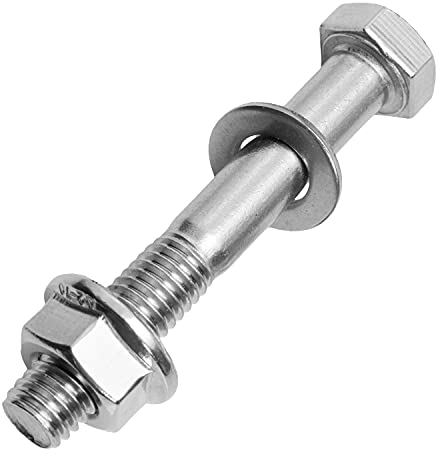 Sechskantschrauben mit Schaft M10x160 mm inkl. Flanschmuttern & Unterlegscheiben M10 aus Edelstahl A2 (20 Stück) | Maschinenschrauben - Sechskantmuttern mit Flansch - Beilagscheiben von MESAROS®