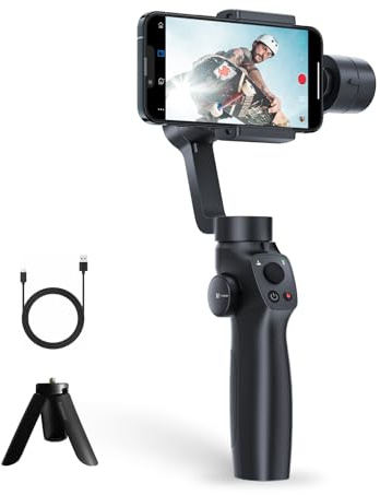 FUNSNAP Gimbal Stabilizer for iPhone, Phone Gimbal w/Focus Wheel Face Tracking for 16 15 Pro Max Android 3-Axis Phone Stabilizer for Video Recording Vlog