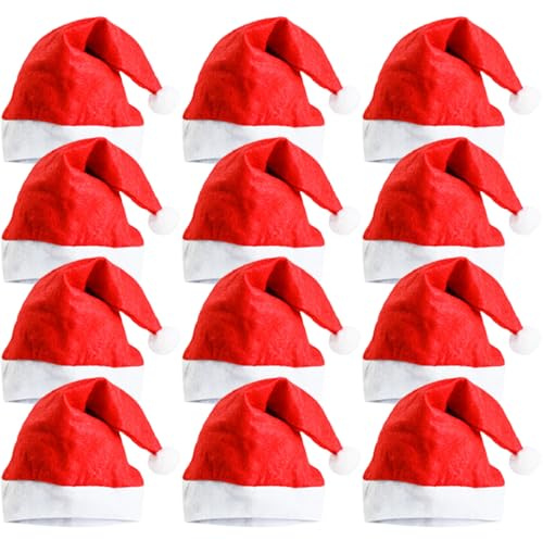 Ram® 12 Pieces Christmas Santa Hat Christmas Party Fancy Dress Hats Or Santa Costume Dressing Up Father Christmas Red Santa Hat For Christmas Party