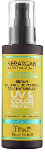 Kerargan - Suero Capilar UV & Color con Marula para Cabello Seco/Teñido - Anti-Frizz, Alisa, Hidrata - Sin Sulfatos, OMG, Aceite Mineral - 100ml