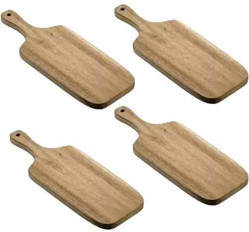 Set 4 Mini Taglieri in Legno 30x14 cm per aperitivo Vassoio Mini Pallet per servire Finger Food salumi Formaggio Decorazione casa Rustico Shabby Chic 30x14 cm Tapas Ristorante