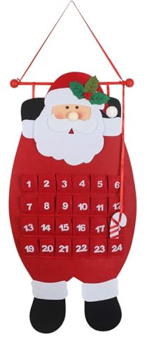 Christmas Fabric Reusable Advent Calendar with 24 Pockets, Santa Fillable Empty advent calendar to fill yourself for Small Gifts Home Wall Hanging Decoration