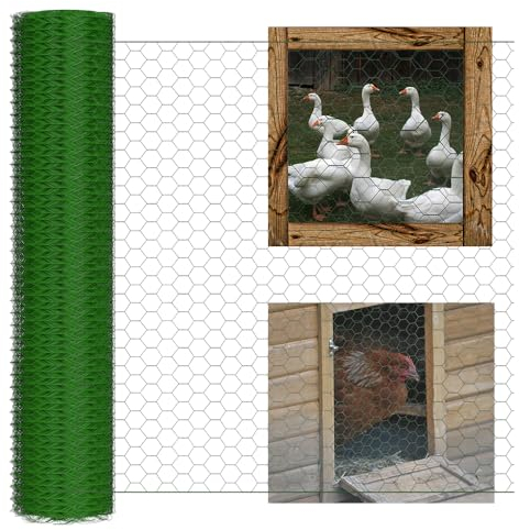 Maschendrahtzaun Zaun-Komplettset, Metall Gitterzaun, Drahtzaun Höhe 50cm Länge 25m Maschendrahtzaun, Maschendraht-Geflecht, Gartenzaun, Draht Gitterzaun, PVC Beschichteter Kunststoffgitterzaun