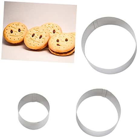 PRETYZOOM 3pcs Stainless Steel Cake Molds for Baking Ring Shape Cookie Decorations Easy to Clean Use for DIY Lovers