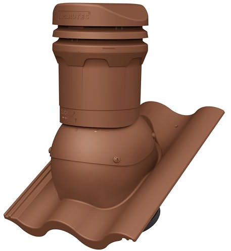 Parotec Cheminée de ventilation DN 125 mm - hauteur faible 325 mm - Aérateur de toit passif pour tuiles de toit BENDERS PALEMA S - Aération de toit | Tuile d'aération - RAL 8004 rouge brique