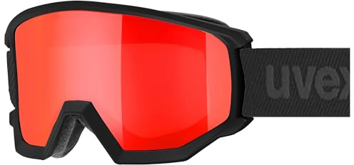 Uvex athletic VFM - verspiegelte, selbsttönende Skibrille für Erwachsene - black matt/red clear - one size