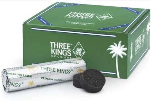 3 Three Kings- 2 x Green Boxes of Coconut Charcoal for Incense & Church Censer use (NOT Instant/Quick Light. Requires Burner or torsh), Natural, no Chemicals, no Smell