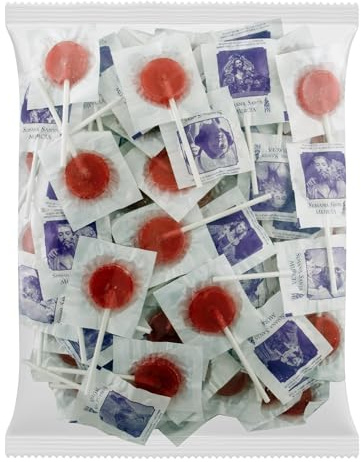 Caramelos Cerdán - Piruleta Redonda Sabor Cereza - Semana Santa, con Imágenes de Salzillo y Recuerdos de Murcia | 100 uds |Piruleta Sin Gluten ni Alérgenos | Ideal para Fiestas, Navidad y Cumpleaños