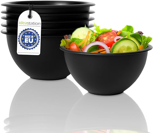 idea-station NEO Bol en plastique - 6 pièces - 16 cm / 650 ml - noir mat - bols à céréales ou saladiers incassables - bols à mélanger ou à tremper parfaits