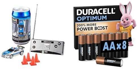 Revell Control Mini RC Voiture Police, 1:43, & Duracell Optimum AA 8 pcs, Power Boost