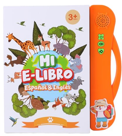Oreilet Libro Parlante L'apprendimento Bilingue Spagnolo Inglese, Libro Interattivo L'apprendimento del Suono e Dell'audio, Giocattolo Bilingue Elettronico per Sviluppo Linguistico