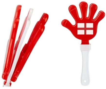 England St George Hand Clapper, Red and White, Football Supporters Cheering Party Accessory