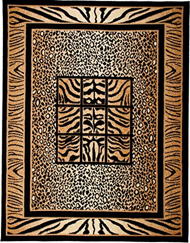 Carpeto Tierfell Teppich Beige 140 x 200 cm Afrika Muster Kurzflor Verona Kollektion