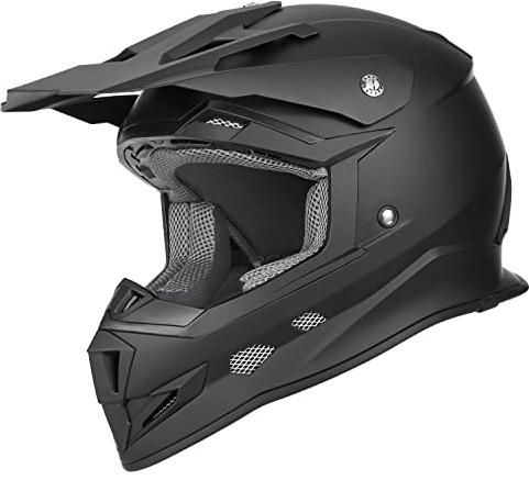 GLX GX23 Dirt Bike/Motocross Helmet - Matte Black, Large - DOT Approved