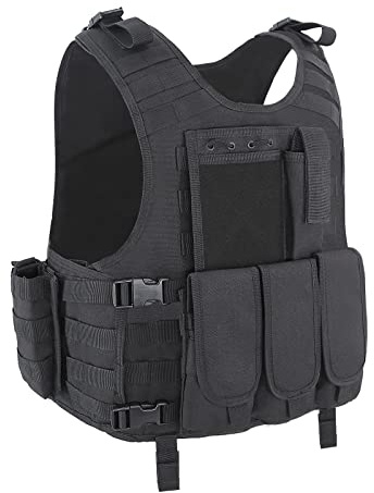 Snacam Tactical Vest Airsoft Painball Vest Outdoor Equipment for Men (Black)