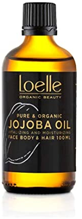 Loelle - Olio Di Jojoba Puro Biologico Spremuto A Freddo - Adatto A Tutti I Tipi Di Pelle -Olio Di Jojoba Per Capelli, Viso, Mani, Corpo E Parti Intime-Raccolto In Perù, Gold, 100 Millilitro