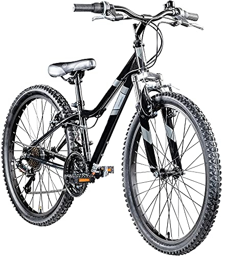 Galano GA20 Mountainbike 24 Zoll Jungen Mädchen Fahrrad für Jugendliche Jugendfahrrad MTB Hardtail Jugend Kinder Fahrrad ab 8 Jahre Mountain Bike 21 Gänge (schwarz/grau, 30 cm)
