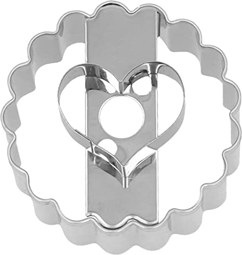 Birkmann, Linzer Herz Ausstechform zum Ausstechen und Dekorieren von Plätzchen, Marzipan und Fondant, Edelstahl, spühlmaschinengeeignet, doppelseitig nutzbar, mit Banderole, Größe: 5 cm