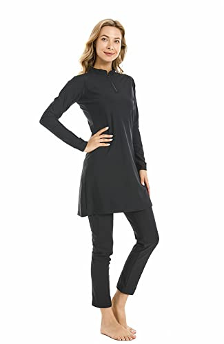 Maillot de Bain Musulman pour Femmes Maillots de Bain islamiques 3 pièces Burkini Couverture complète Maillot de Bain Grande Taille Modeste Maillots de Bain(L, T4)