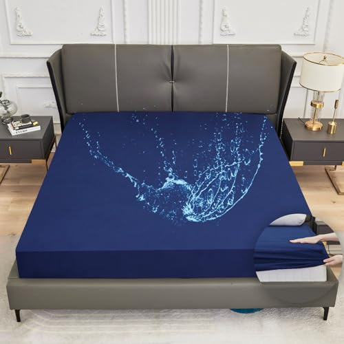 Arcona Matratzenschoner wasserdicht 140x200, Inkontinenz Spannbettlaken, Atmungsaktive Matratzenbezug, wasserdichtes Bettlaken Nässeschutz, Waschbar Spannbetttuch Dunkelblau