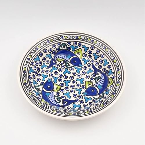 Assiette creuse Poissons Bleus - D 24 cm