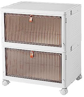 COZYSWAN Caja de Almacenamiento a Prueba de Polvo, Mesa de Noche de plástico sobre Ruedas, Organizador para Sala de Estar, Dormitorio, Pasillo, Oficina Cubos de almacenaje (2 pisos)