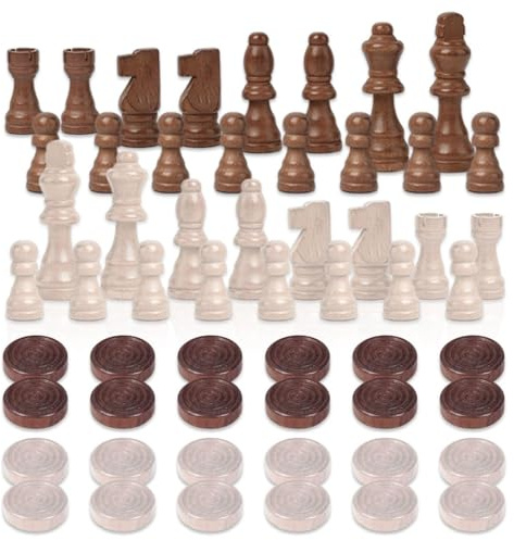 1 Jeu De Pièces D'Échecs De 2 Pouces, 1 Jeu De Dames, Pièces D'Échecs en Bois, Accessoires De Cartes, Échecs, Jouets Éducatifs