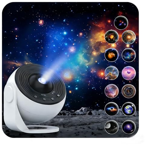 Orbislux Galaxy Projector Pro, 13-i-1 stjärnprojektor med nebulosa och mjölkvädeffekter, sovrum planetarium nattlampa för barn vuxna, automatisk timer rymddekor