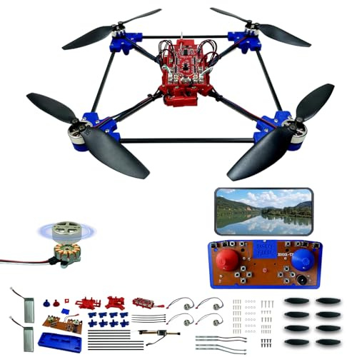 Kit de dron cuadricóptero DIY Un proyecto STEM único con motor sin escobillas, flotación por flujo óptico, despegue y aterrizaje con un clic y giro de 360° para entusiastas del bricolaje, para