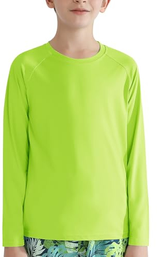 Valcatch Boy's Girls UPF 50+ Long Sleeve Swim Rash Vest, Green, 8-9 Years