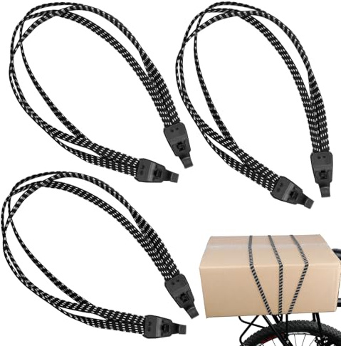 Förpackning med 3 spännband för cykelpakethållare, 75 cm med krok