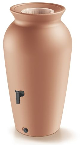 YourCasa DropCatcher Récupérateur d'eau de pluie, 120 à 230 l, avec panier filtrant et robinet, en plastique, résistant au gel, pour le jardin (terre cuite, 120 l)