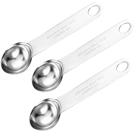 3 Pcs 5 mL 304 Stainless Steel Measuring Spoons, Measuring Spoons Sets, Tablespoon Measure, Durable Measure Spoon Suitable for Coffee Sugar Tea Powder and Other Condiments