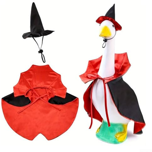 För gräsmatta gäss häxa kostymset med justerbar hatt och slipskappa väderbeständig design lämplig för halloween utomhusdekoration