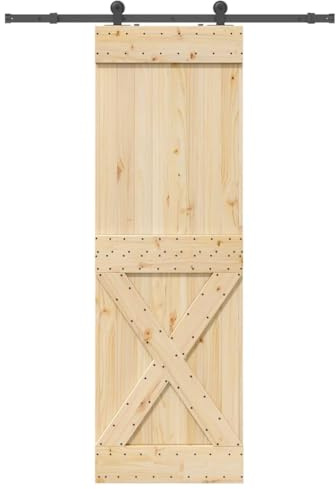 Amorsee Holzchiebetür 70x210 cm Schiebetür Komplettset Holz Schiebetüren mit Beschlag Schiebetürsystem Für Eingangsbereich Type-4