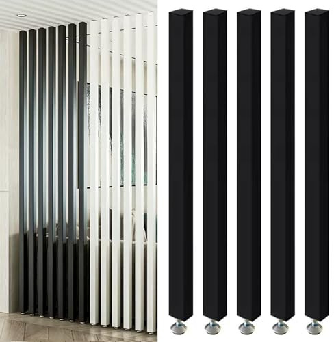 FloortoCeiling - Divisor de habitación ajustable con listones de madera de 28.55 pulgadas de alta privacidad para sala de estar y oficina, poste montado en la pared, elegante separador de espacio